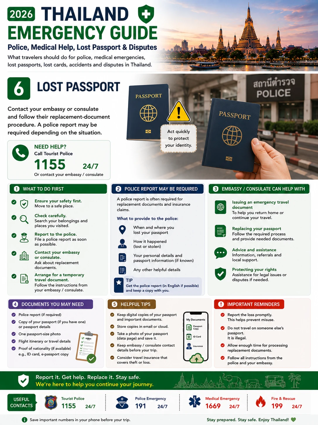 2026 Thailand Emergency Guide  Police, Medical Help, Lost Passport & Disputes — section 6 visual
